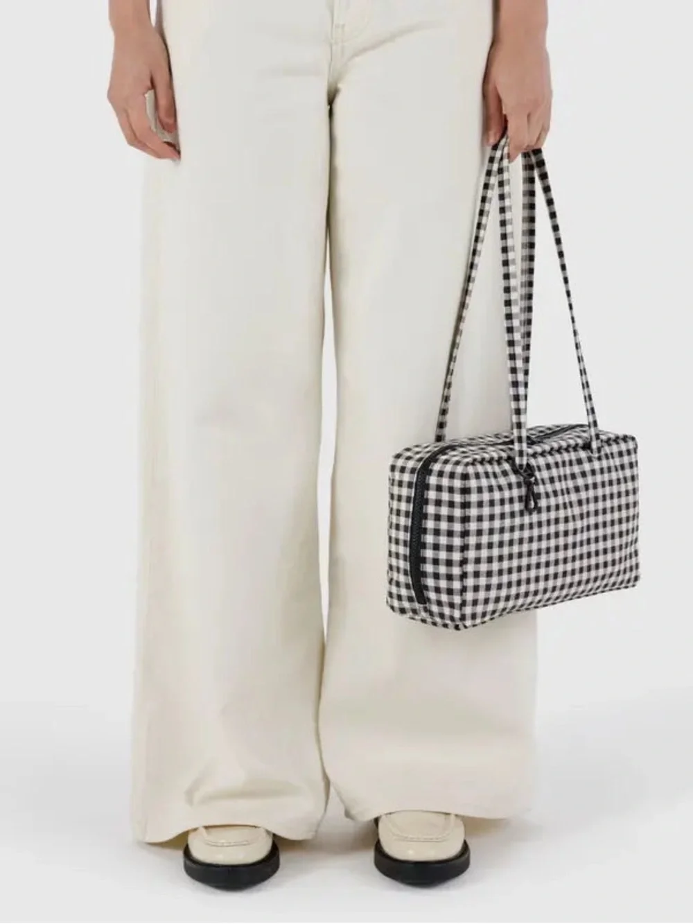 {NOT FOR SALE} ⛔️ NWT BAGGU Nylon Bowler Bag Black & White Gingham